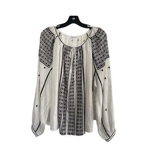 Frame Anita size L Linen Embroidered Blouse in Off White